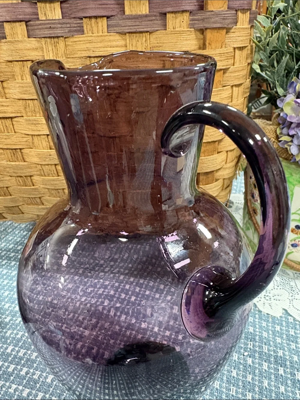Vintage Amethyst Pitcher Vase Art